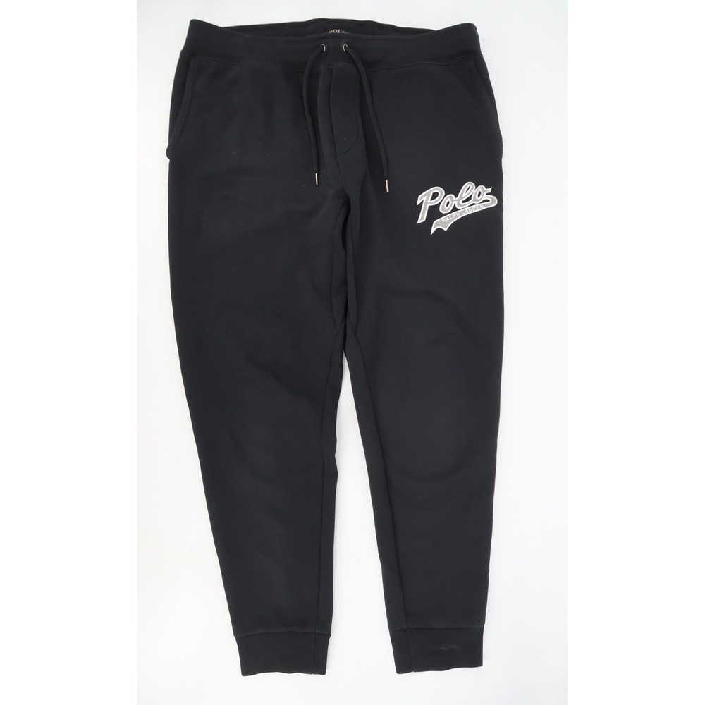 Polo Ralph Lauren Jogger Sweatpants Mens Large Black Script Logo Drawstring